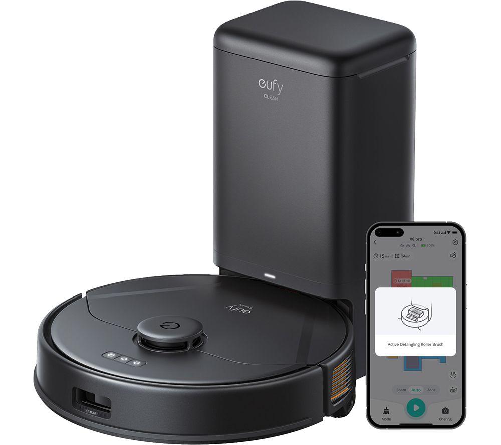 EUFY Clean X8 Pro Robot Vacuum Cleaner with Self-Empty Station - Black, Black