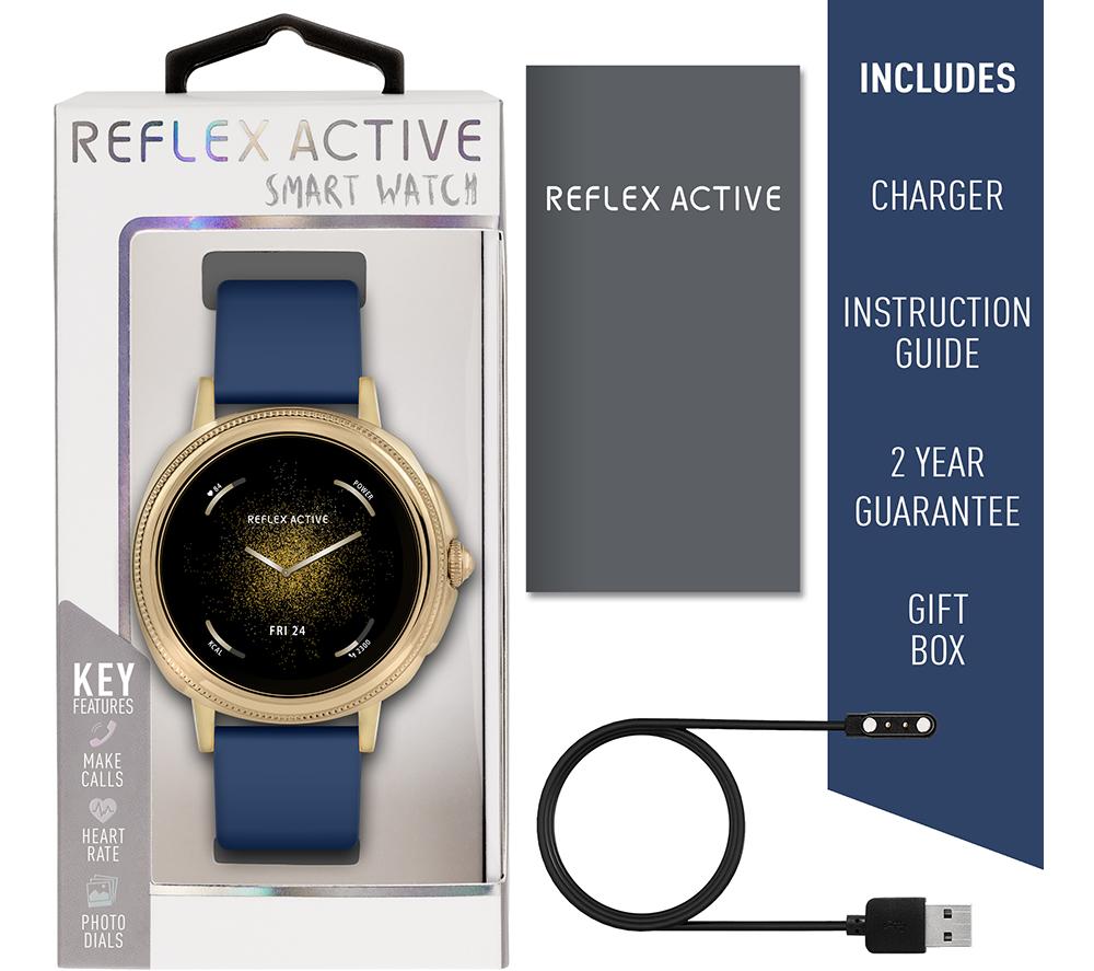 REFLEX ACTIVE Series 25 Smart Watch - Gold & Navy, Silicone Strap image number 5 of 6