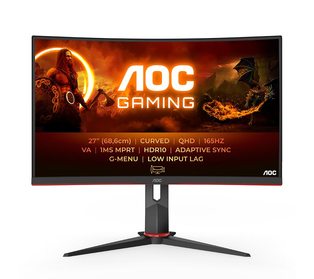 AOC CQ27G2S/BK Quad HD 27 Curved VA LCD Gaming Monitor - Black, Black