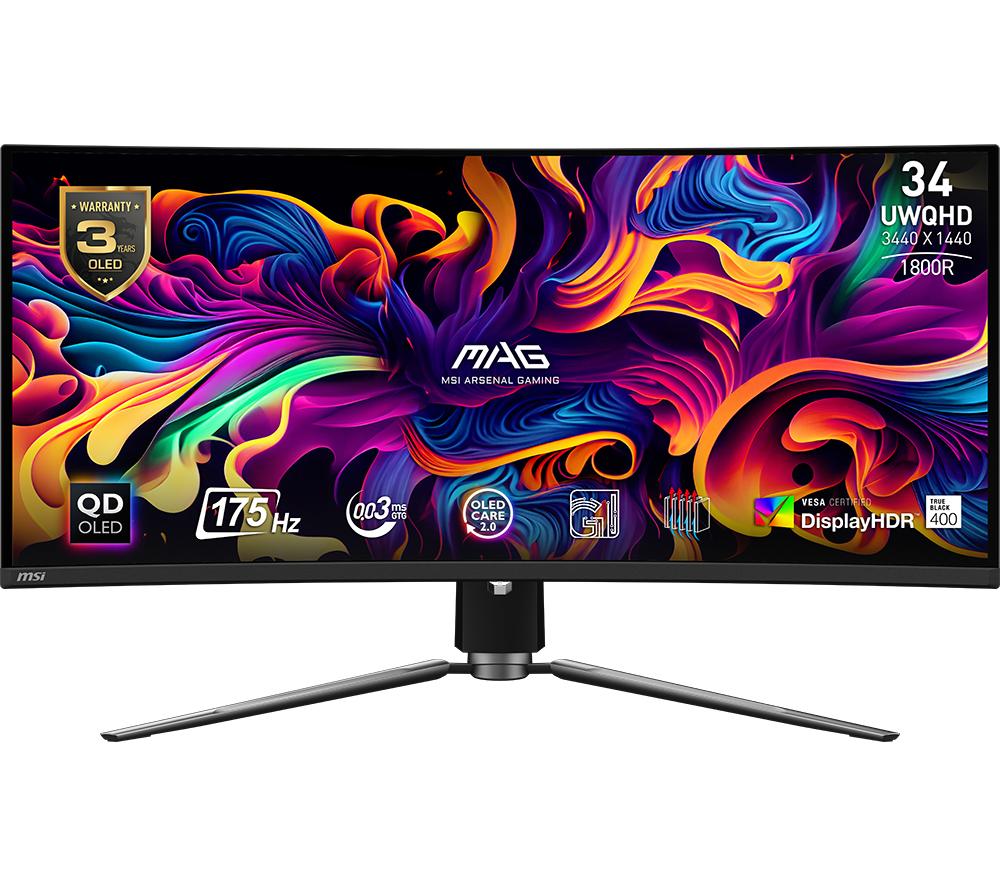 MSI MAG 341CQP QD Ultra Wide Quad HD 34” Curved OLED Gaming Monitor - Black