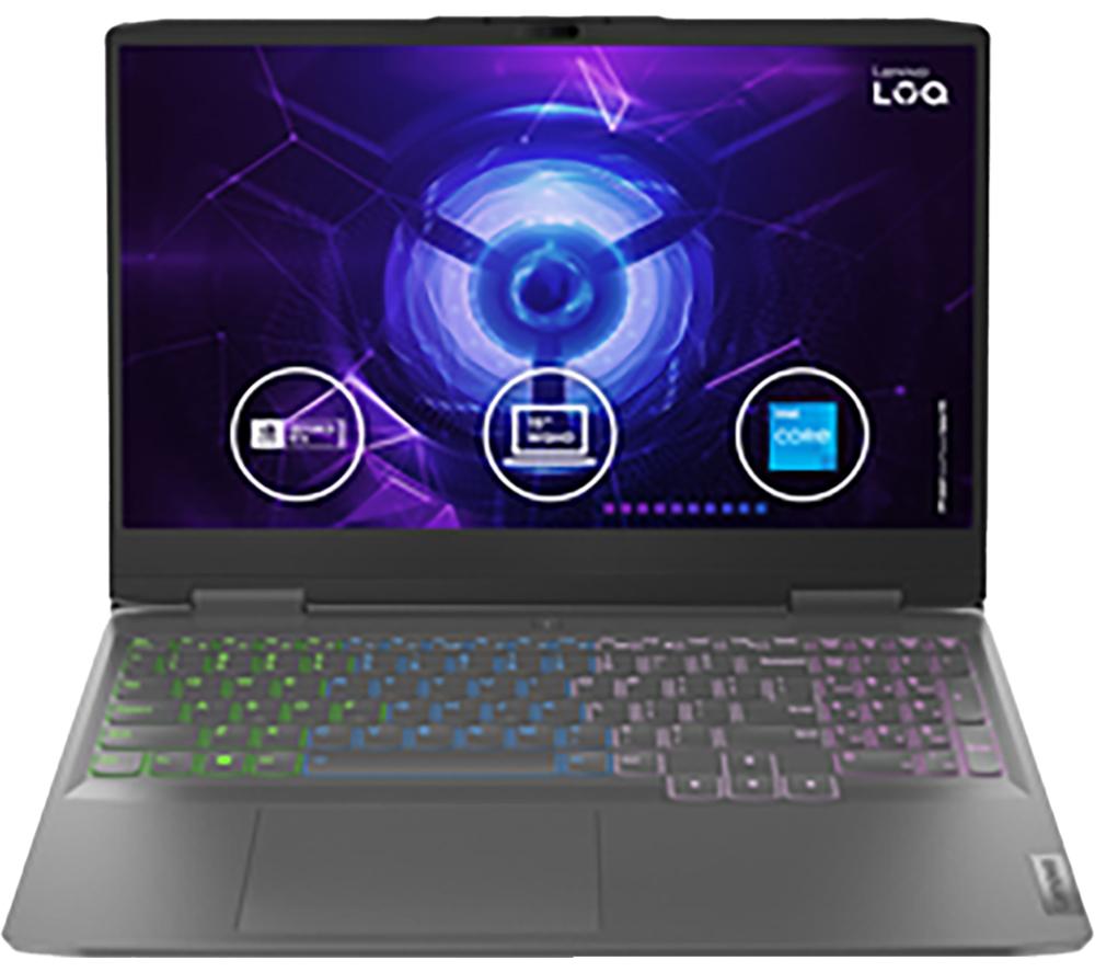 LENOVO LOQ 82XV00XDUK 15.6 Gaming Laptop - IntelCore? i5, RTX 4050, 512 GB SSD, Silver/Grey