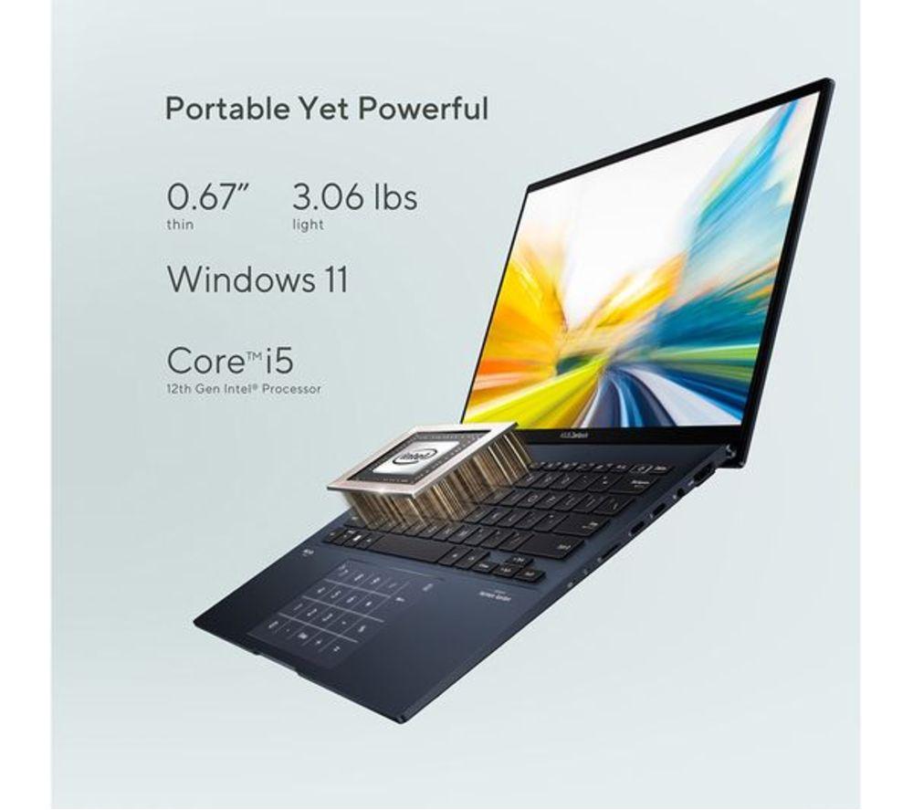 ASUS Zenbook 14 UX3402ZA 14" Refurbished Laptop &ndash; Intel&reg; Core&trade; i5, 512 GB SSD, Blue (Very Good Condition) image number 2 of 12