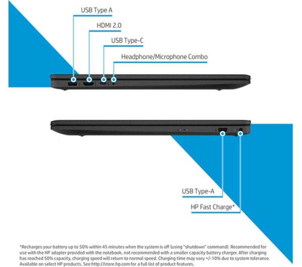 HP 17-cn0534sa 17.3" Refurbished Laptop - Intel&reg; Pentium&reg;, 128 GB SSD, Black (Very Good Condition) image number 8 of 13