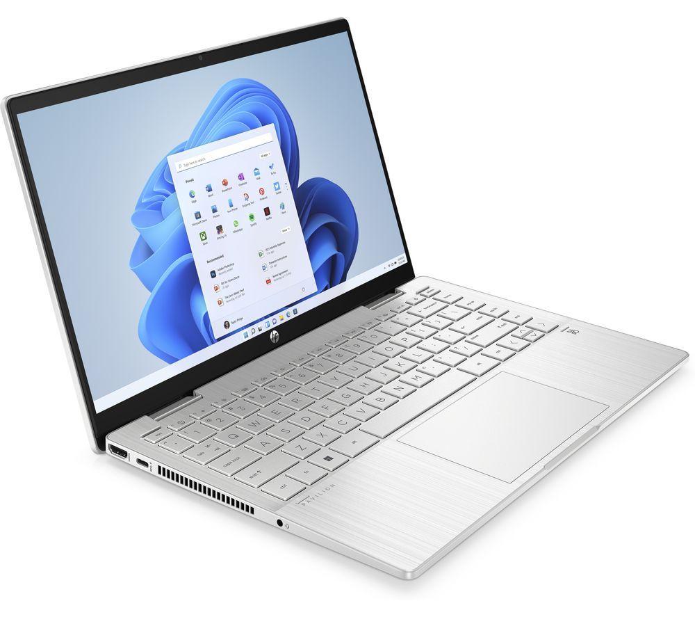 HP Pavilion x360 14-ek1550sa 14" 2 in 1 Refurbished Laptop - Intel®U300, 128 GB SSD, Silver (Very Good Condition), Silver/Grey