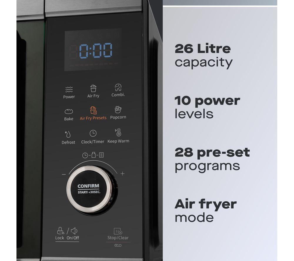DAEWOO SDA2618GE 5-in-1 Air Fryer Combination Microwave - Silver & Black image number 2 of 8
