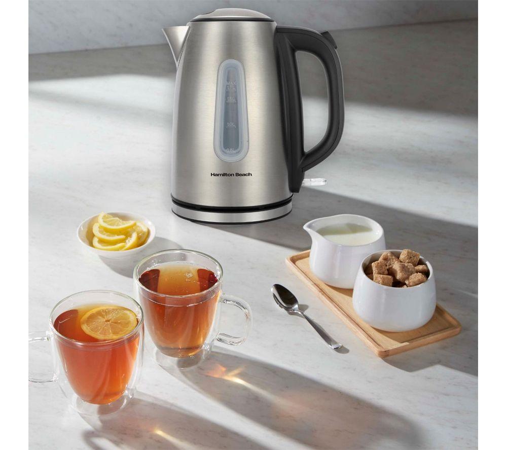 HAMILTON BEACH Rise Brushed HBKTMB Solo Microwave, Electric Kettle & 4-Slice Toaster Bundle - Silver image number 8 of 9
