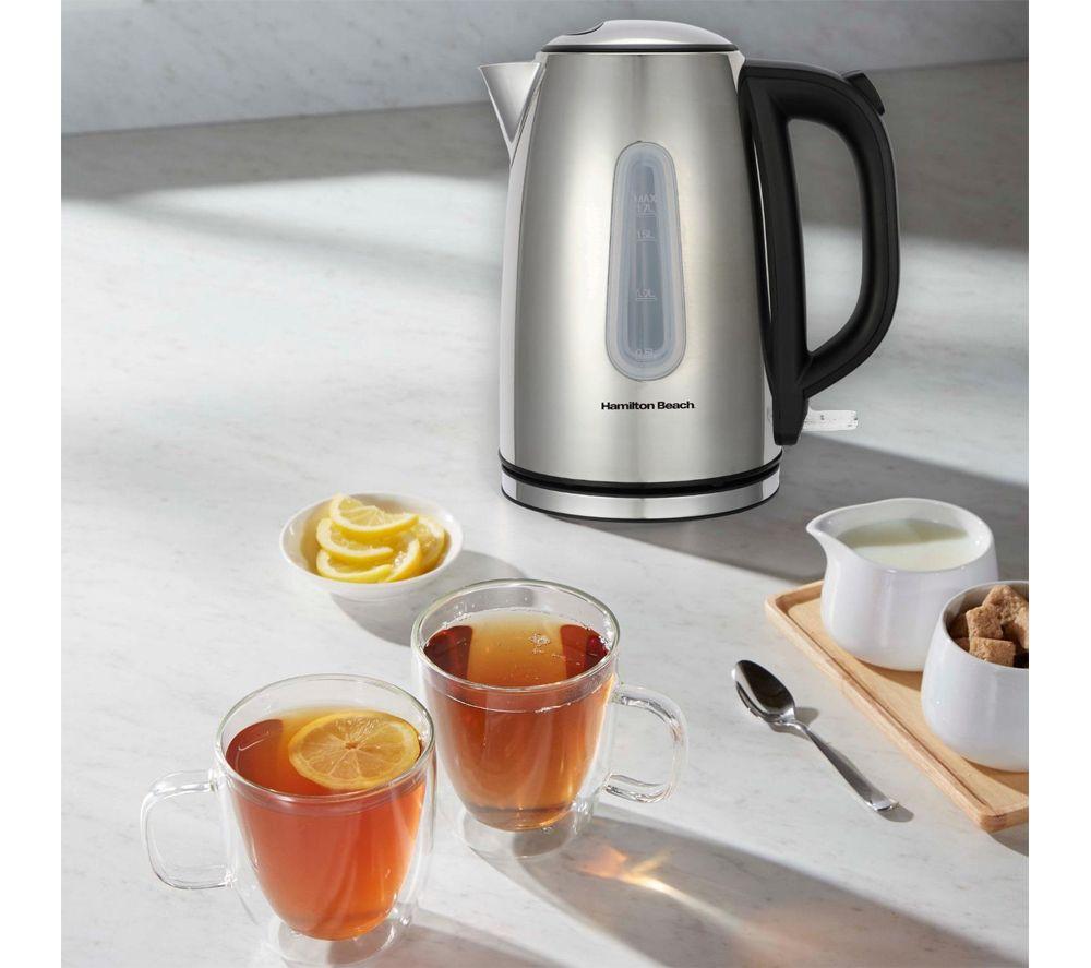 HAMILTON BEACH Rise Polished HBKTMP Solo Microwave, Electric Kettle & 4-Slice Toaster Bundle - Silver image number 5 of 7