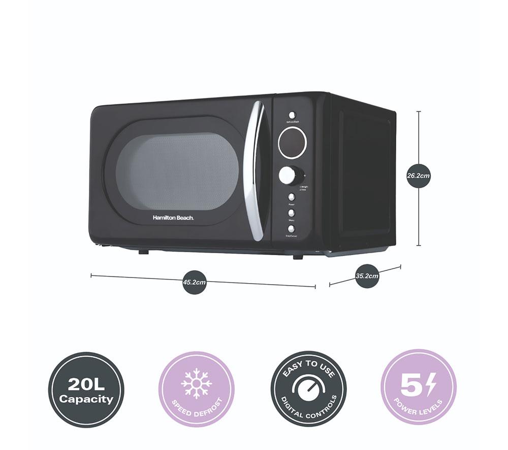 HAMILTON BEACH Retro HB70H20B Compact Solo Microwave - Black image number 9 of 10