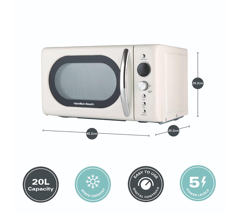 HAMILTON BEACH Retro HB70H20C Compact Solo Microwave - Cream image number 9 of 10