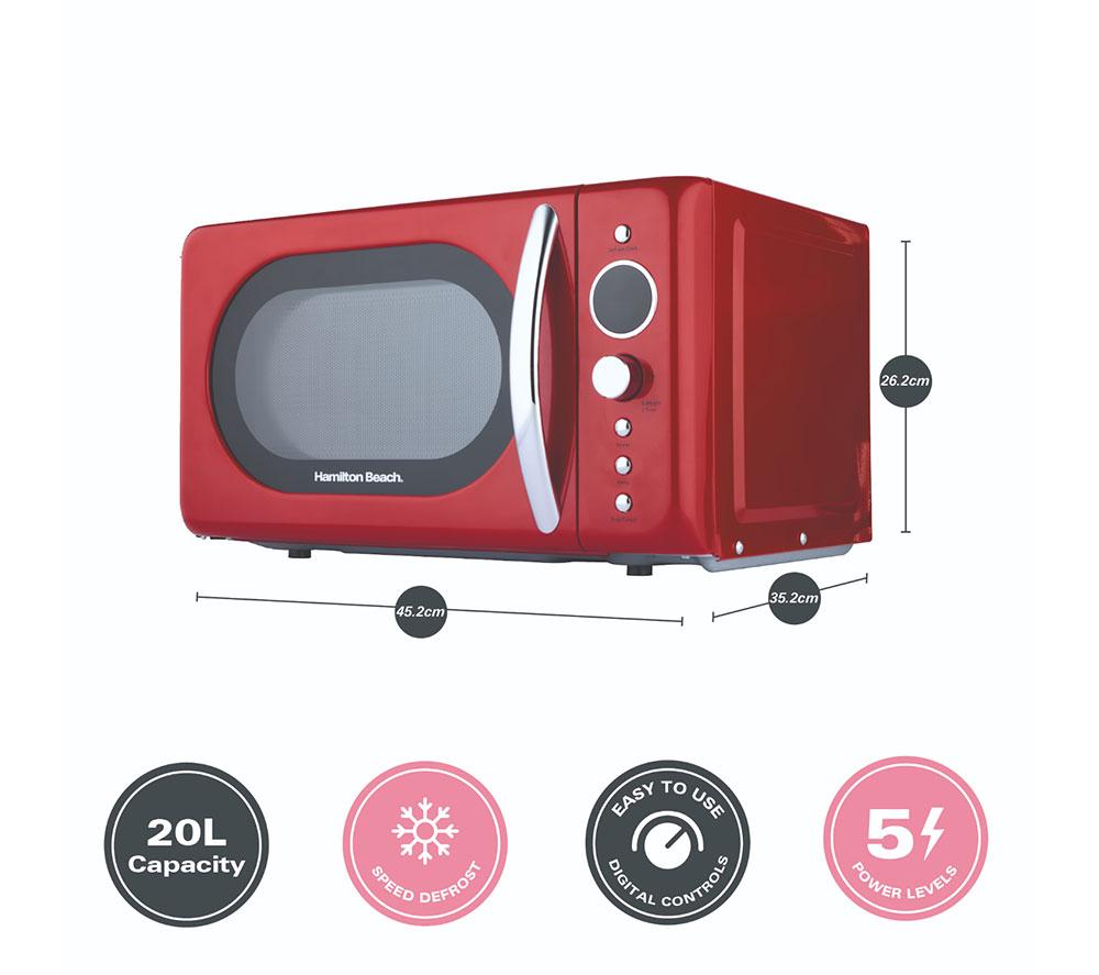 HAMILTON BEACH Retro HB70H20R Compact Solo Microwave - Red image number 9 of 10