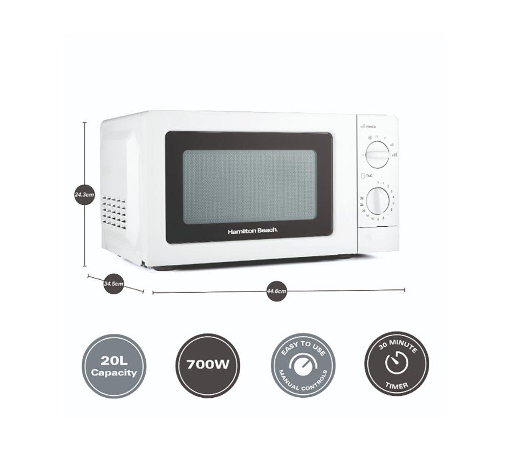 HAMILTON BEACH HB70T20W Compact Solo Microwave - White image number 3 of 7