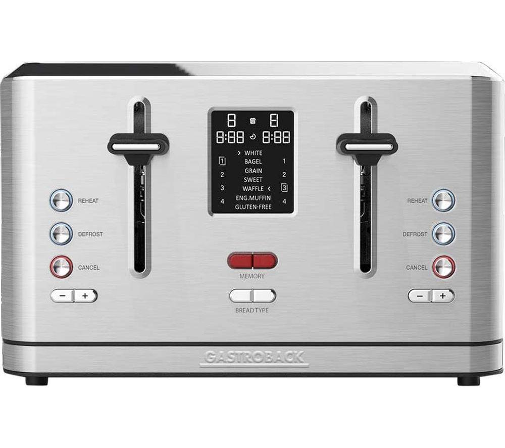 GASTROBACK Design Digital 62396 4-Slice Toaster - Silver, Silver/Grey