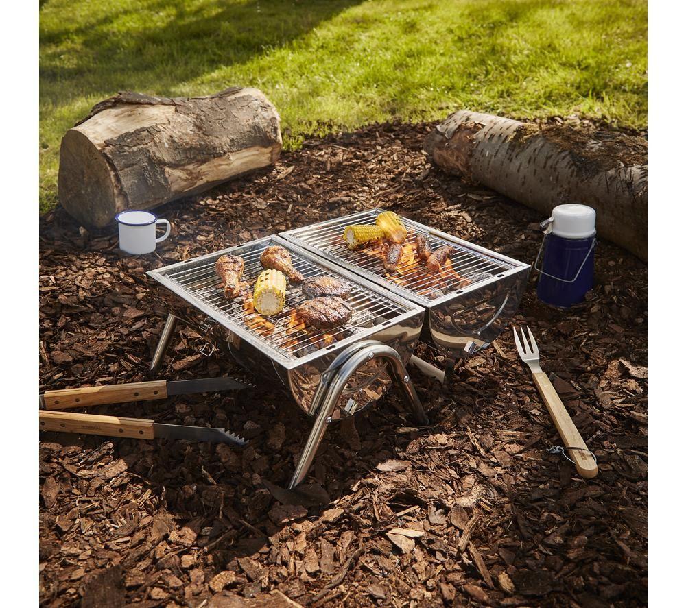 TOWER T978574 Portable Drum Charcoal BBQ - Silver image number 6 of 7