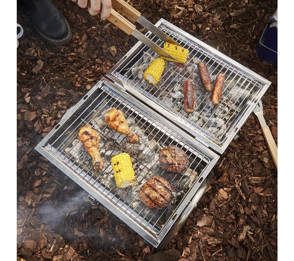 TOWER T978574 Portable Drum Charcoal BBQ - Silver image number 7 of 7