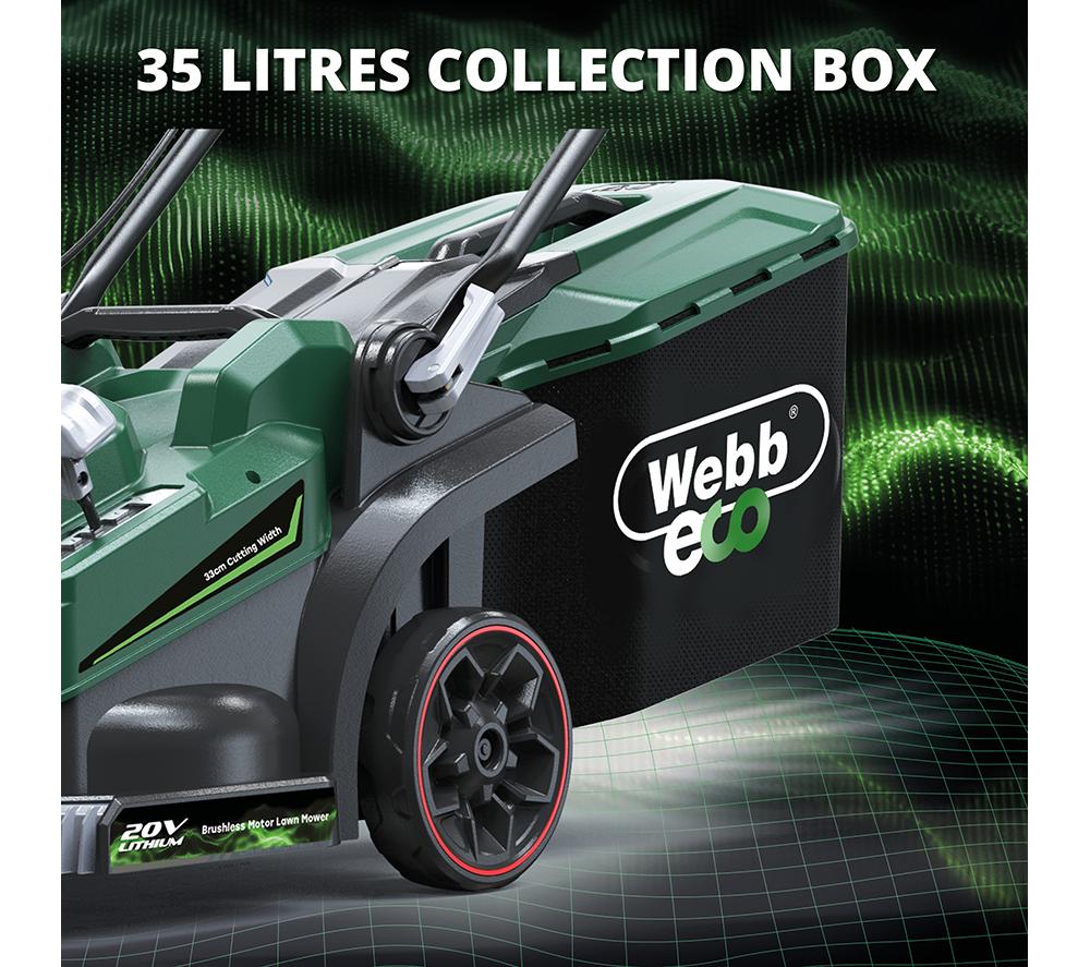 WEBB WEV20LM33B4 Cordless Rotary Lawnmower - Green & Black image number 11 of 16