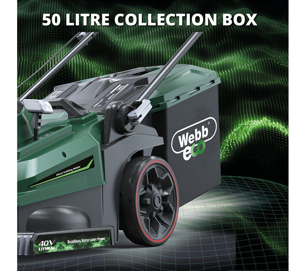 WEBB Classic WEV20X2LM43B4X Cordless Rotary Lawn Mower - Black & Green image number 3 of 11