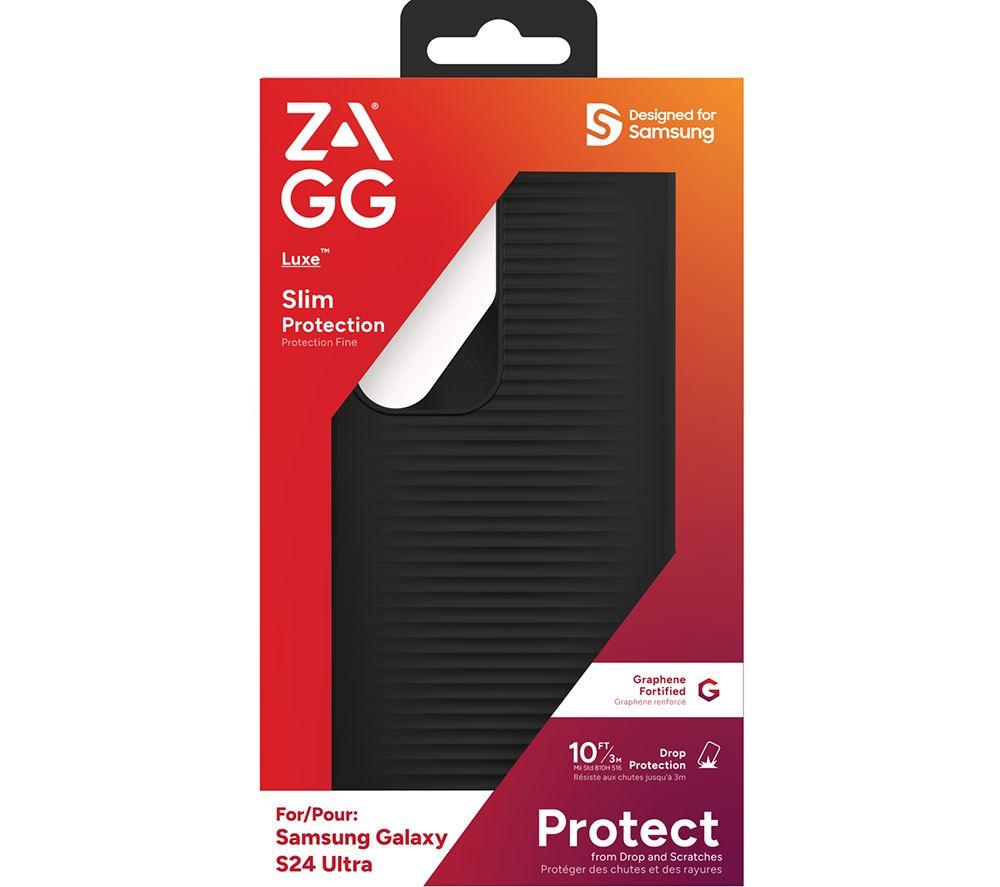 ZAGG Luxe Protective Case for Samsung Galaxy S24 Ultra, 10ft Drop Protection, Lightweight, Shockproof, Graphene (Black)