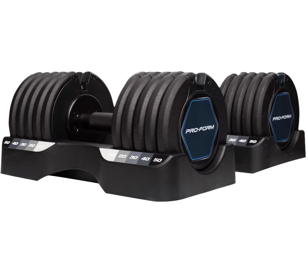 PROFORM Select-A-Weight Dumbbells - Set of 2, Blue & Black image number 2 of 7