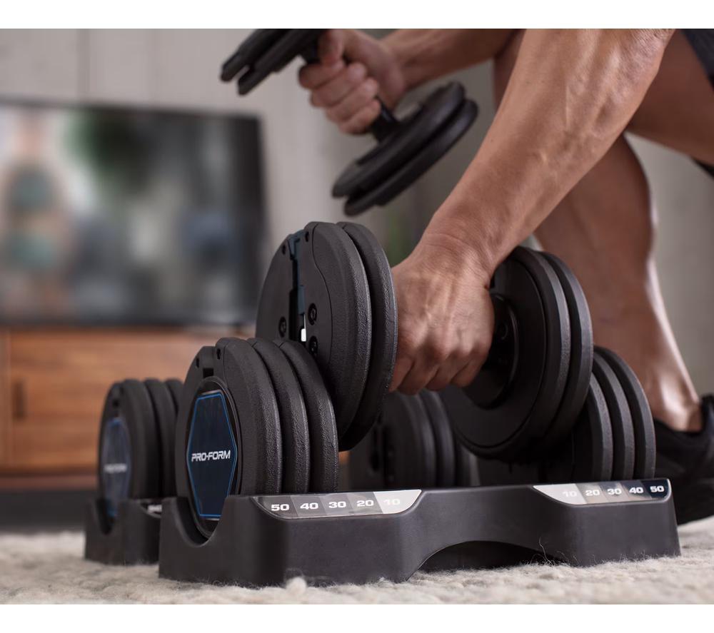 PROFORM Select-A-Weight Dumbbells - Set of 2, Blue & Black image number 4 of 7