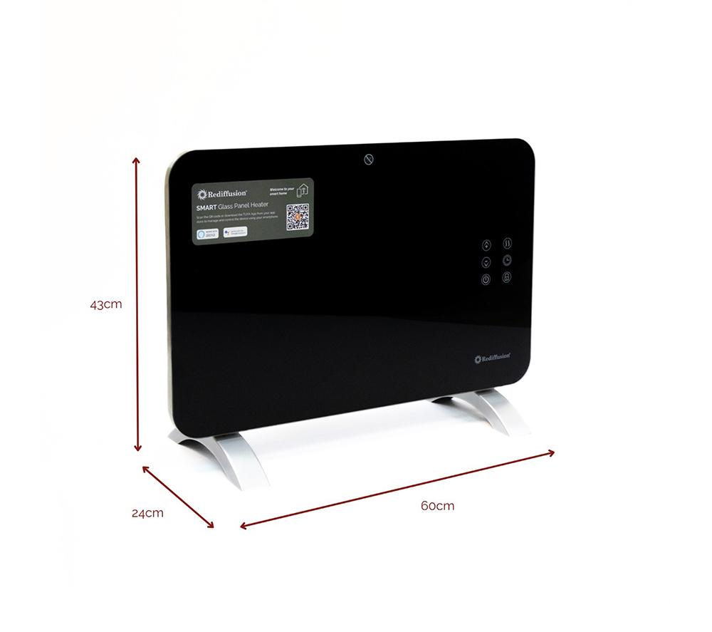 REDIFFUSION RED1000GB Smart Panel Heater - Black image number 3 of 10