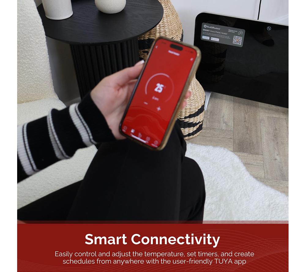 REDIFFUSION RED1000GB Smart Panel Heater - Black image number 6 of 10