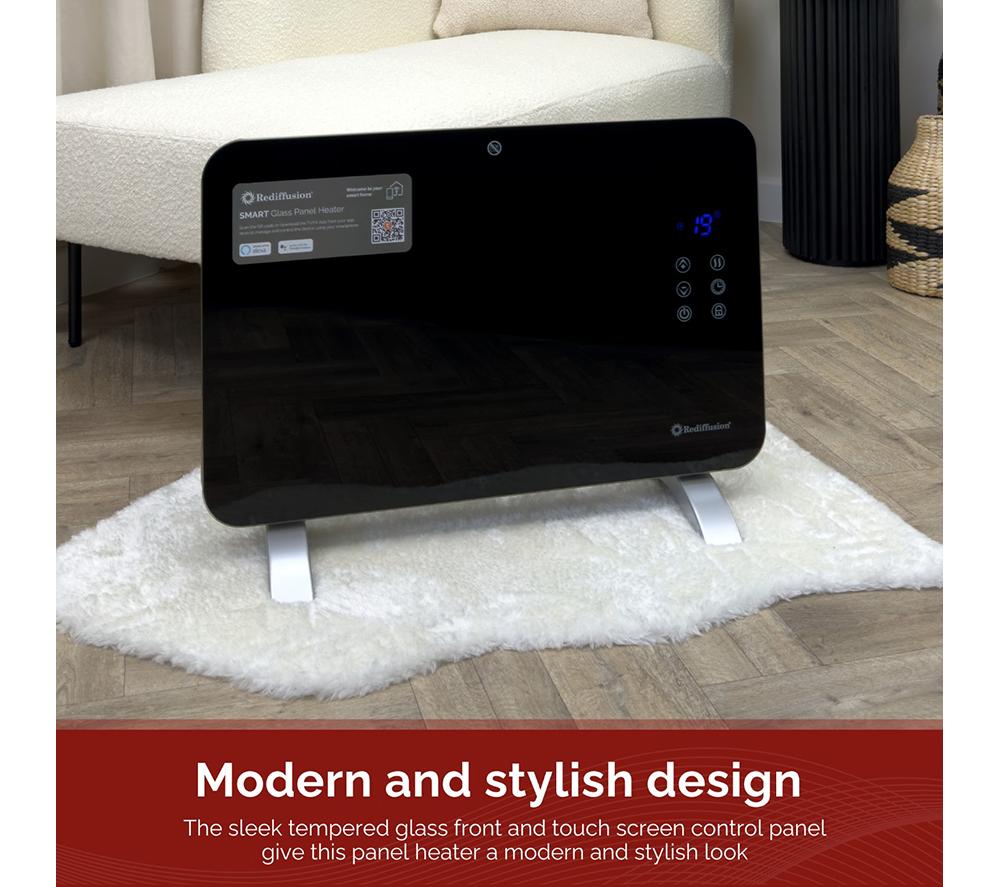 REDIFFUSION RED1000GB Smart Panel Heater - Black image number 7 of 10