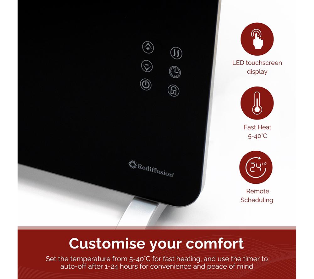 REDIFFUSION RED1000GB Smart Panel Heater - Black image number 8 of 10