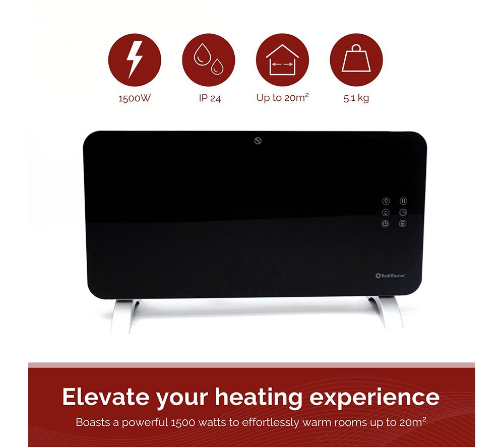 REDIFFUSION RED1500GB Smart Panel Heater - Black image number 6 of 10