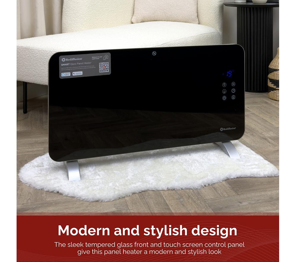 REDIFFUSION RED1500GB Smart Panel Heater - Black image number 8 of 10