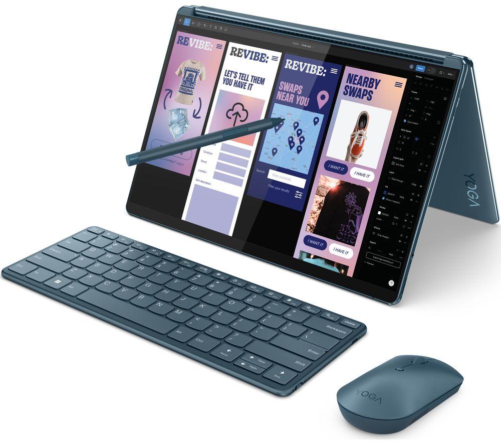 LENOVO Yoga Book 9 13.3" 2 in 1 Laptop - Intel®Core Ultra 7, 1 TB SSD, Teal, Blue