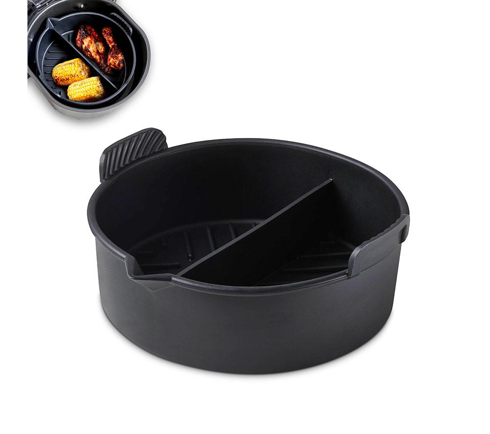 TOWER T843094 Non-stick Round Air Fryer Tray with Divider - Black