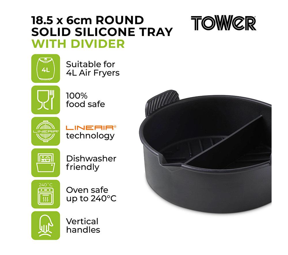 TOWER T843094 Non-stick Round Air Fryer Tray with Divider - Black image number 2 of 10