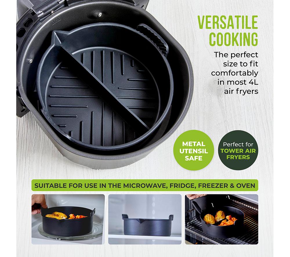 TOWER T843094 Non-stick Round Air Fryer Tray with Divider - Black image number 3 of 10