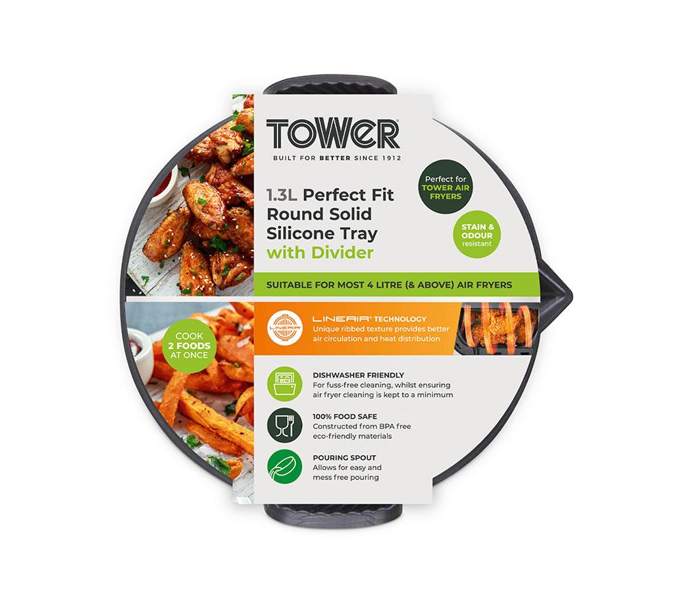 TOWER T843094 Non-stick Round Air Fryer Tray with Divider - Black image number 10 of 10