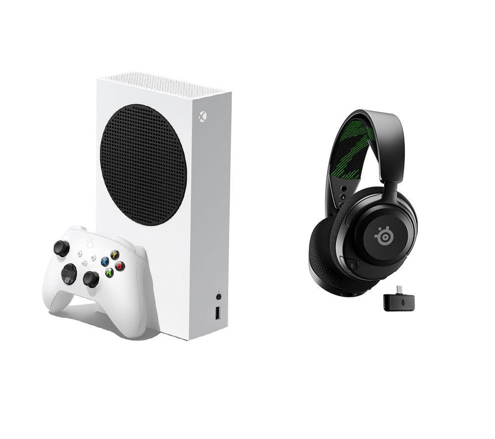 Microsoft Xbox Series S (512 GB) & Arctis Nova 4X Wireless 7.1 Gaming Headset Bundle, Black,White
