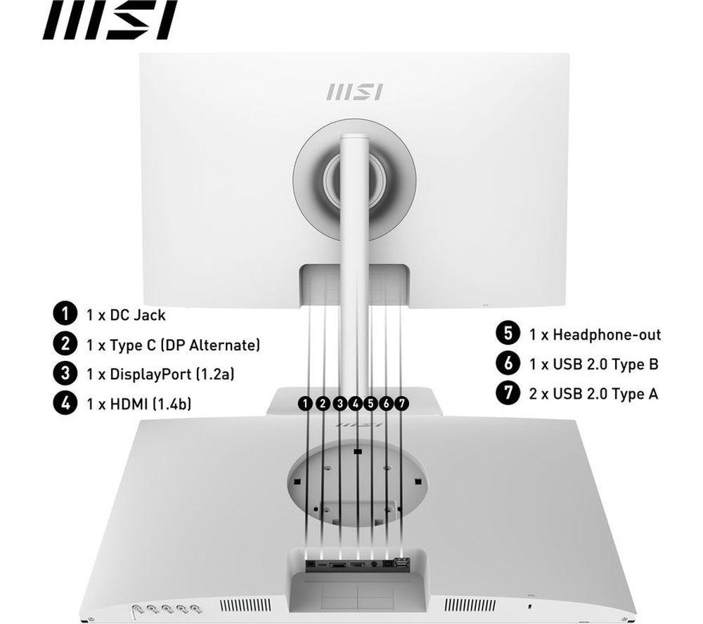 MSI Modern MD272XPW Full HD 27" IPS LCD Monitor - White image number 2 of 7