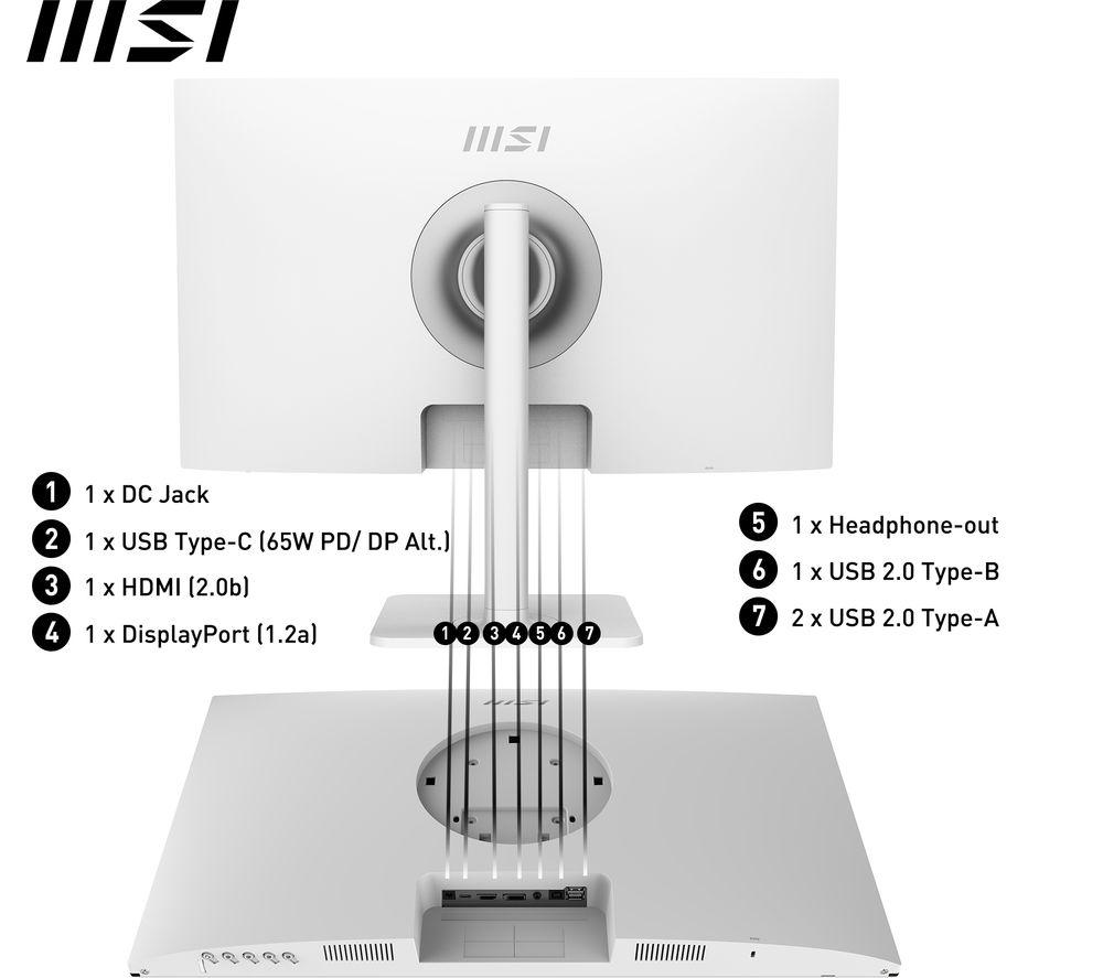 MSI Modern MD272QXPW Quad HD 27" IPS Monitor - White image number 2 of 7