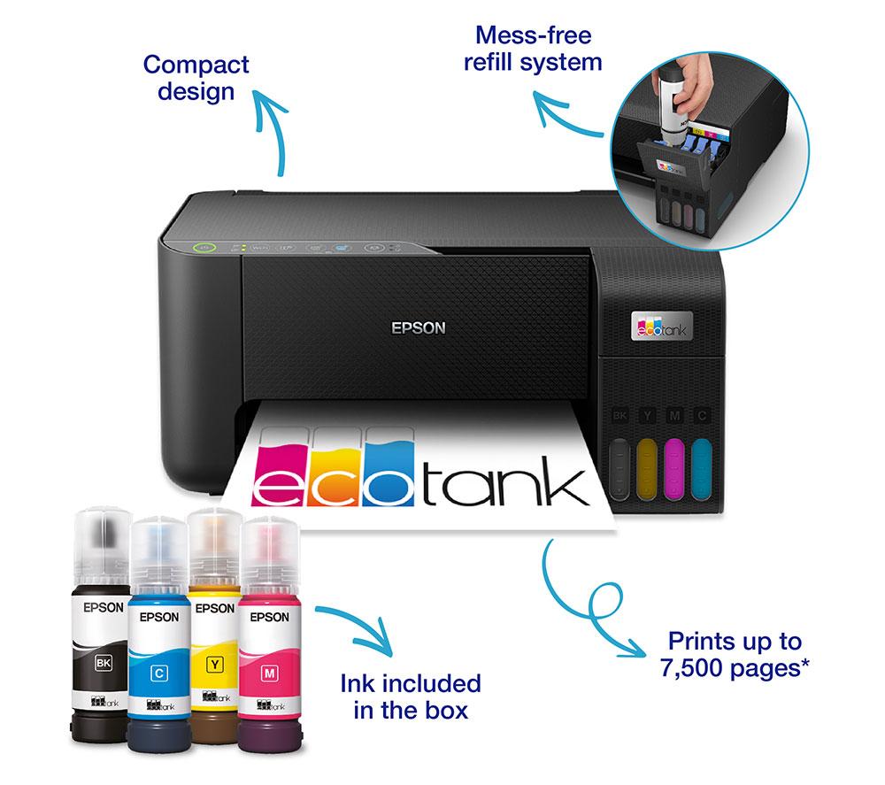 EPSON EcoTank ET-2860 All-in-One Wireless Inkjet Printer image number 2 of 10