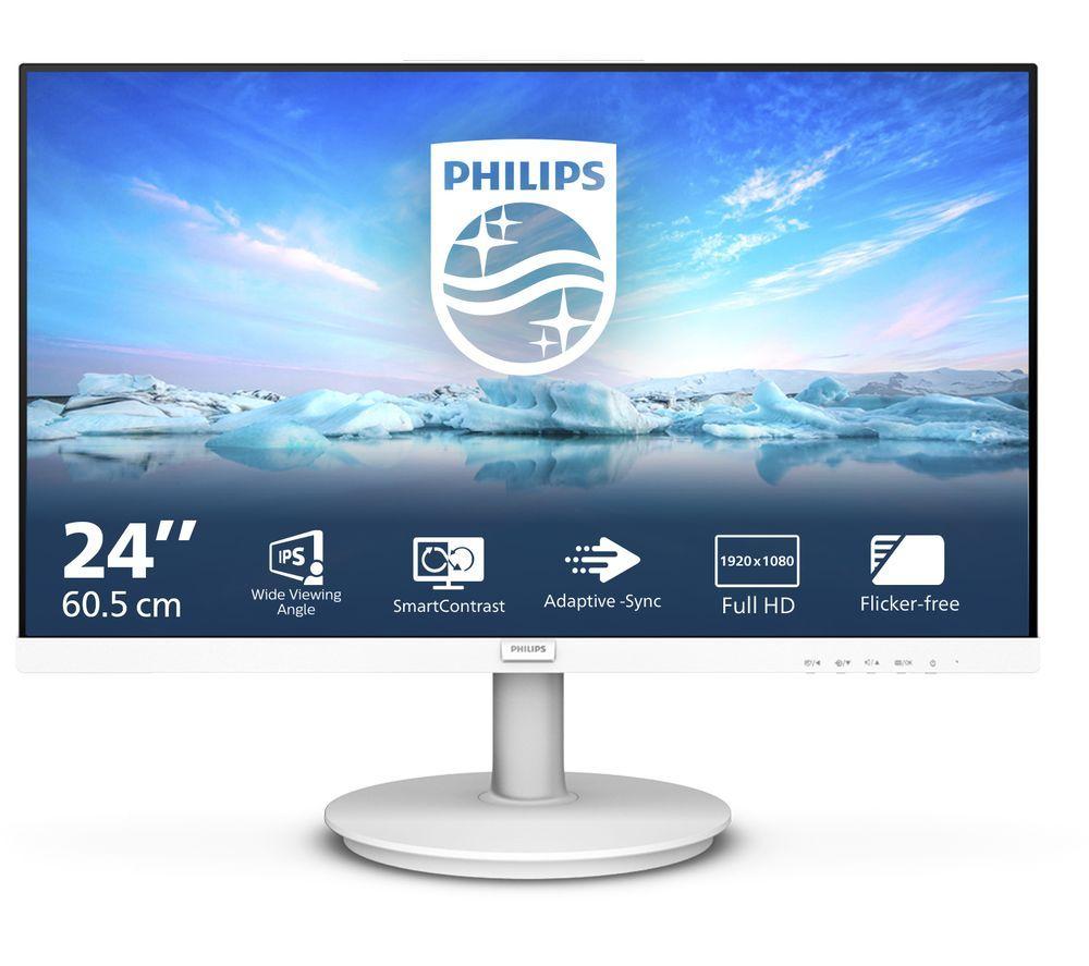 PHILIPS 241V8AW Full HD 24 LCD Monitor - White, White