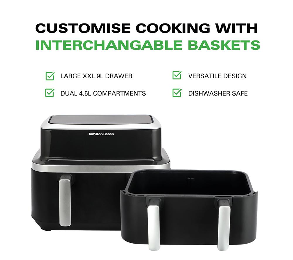 HAMILTON BEACH VisionCook HB700VCGS Dual Air Fryer - Black & Silver image number 12 of 19