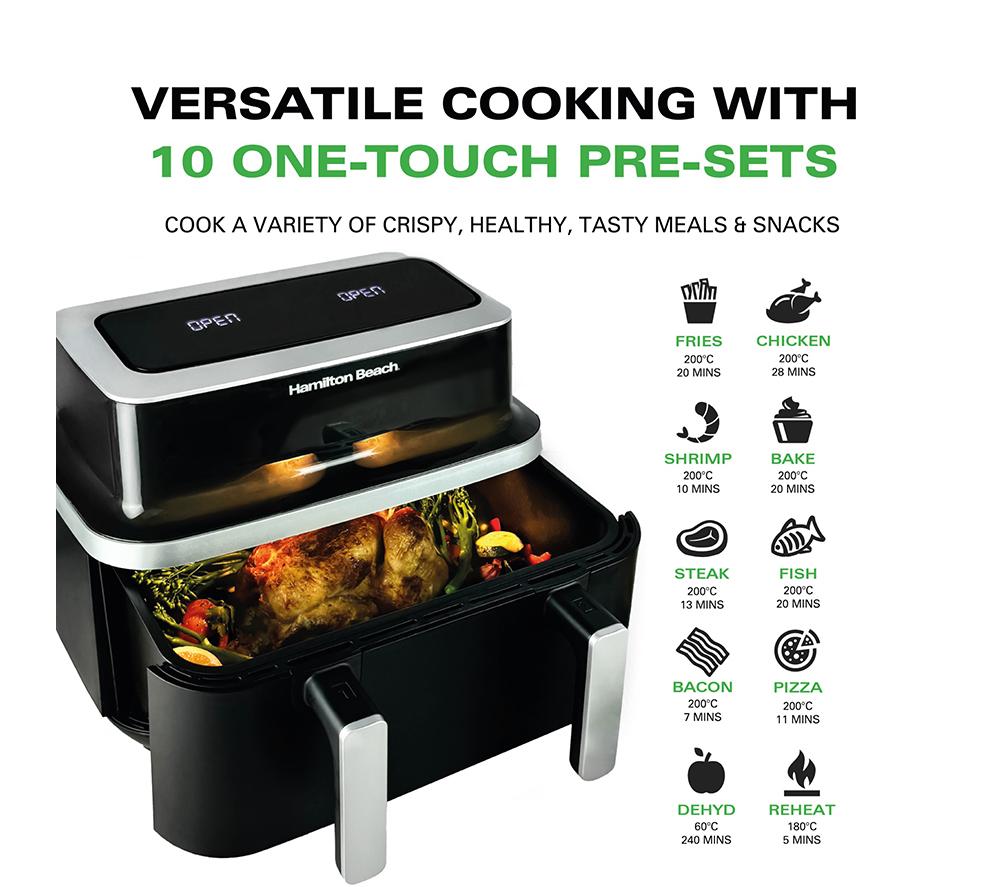 HAMILTON BEACH VisionCook HB700VCGS Dual Air Fryer - Black & Silver image number 14 of 19