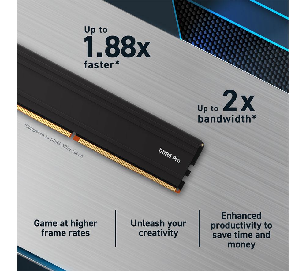 CRUCIAL Pro 64 GB 5600 MHz DDR5 Memory Kit - 32 GB x 2 image number 2 of 13