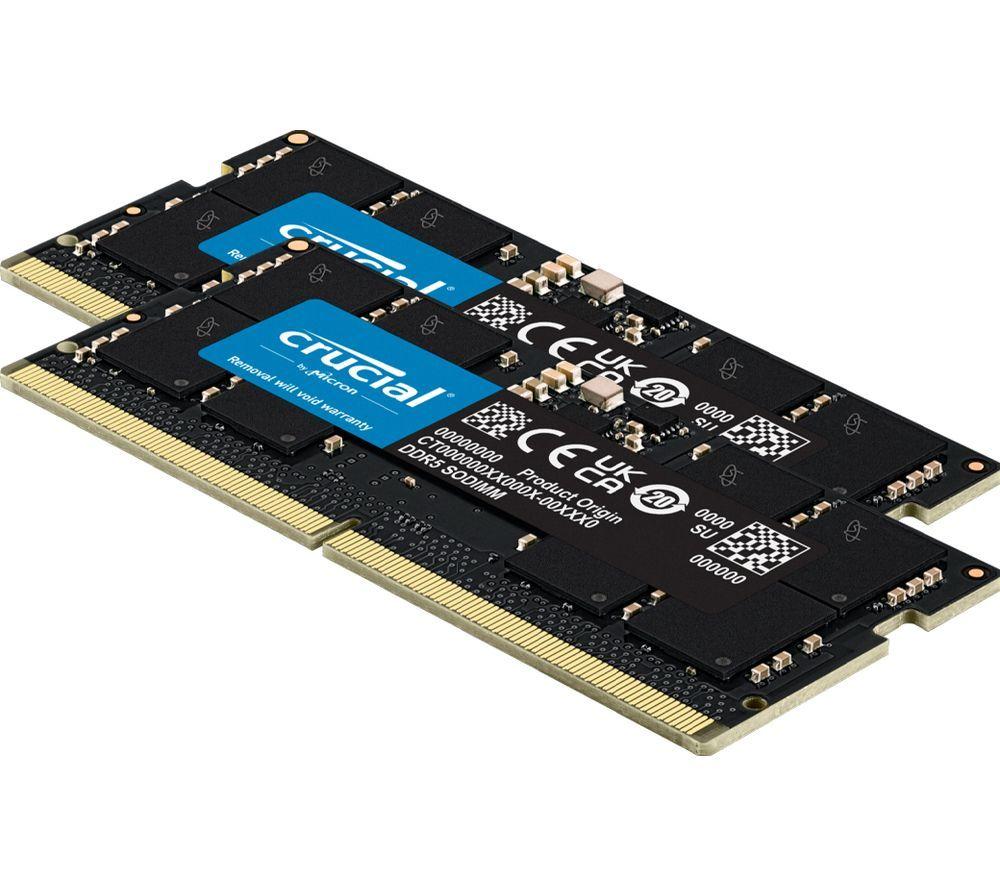 Crucial RAM 32GB Kit (2x16GB) DDR5 4800MHz CL40 Laptop Memory CT2K16G48C40S5