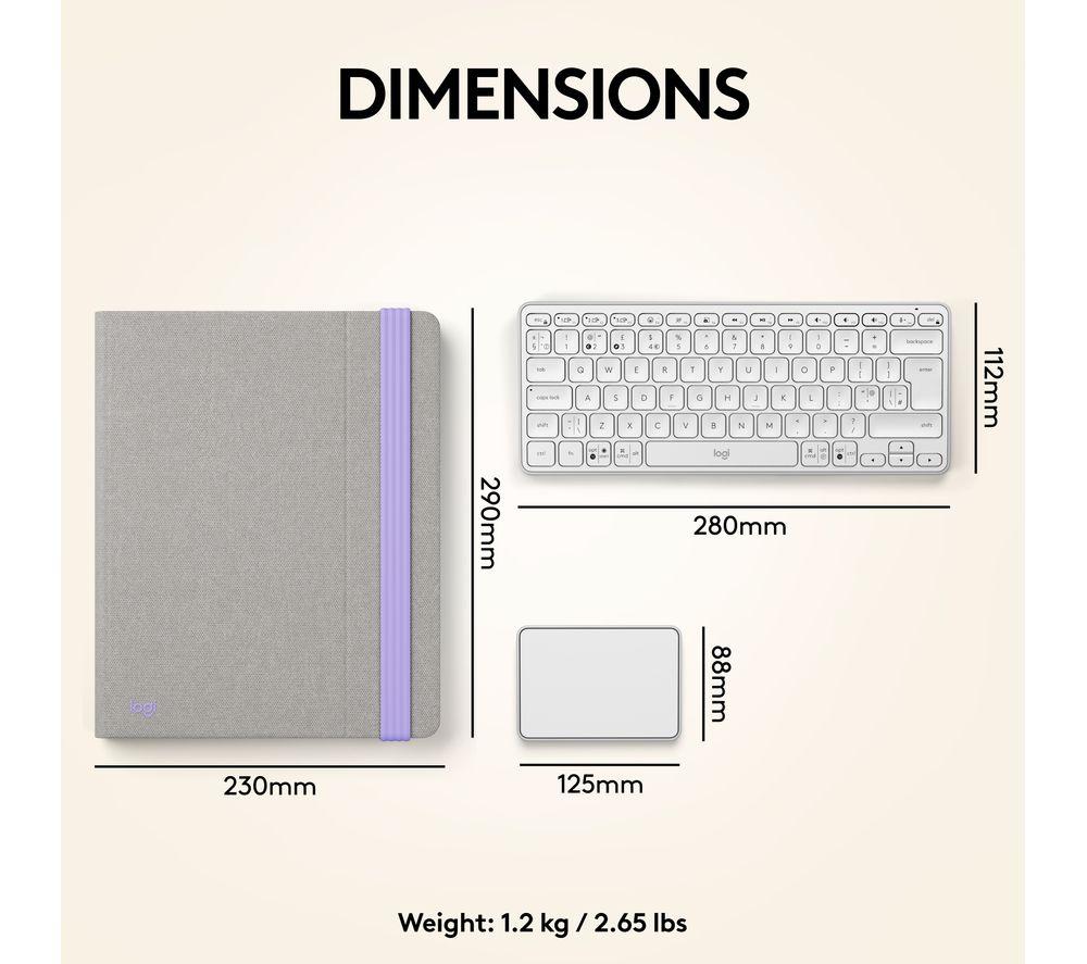 LOGITECH Casa Pop-up Desk Wireless Keyboard & Touchpad Set - Nordic Calm image number 8 of 9