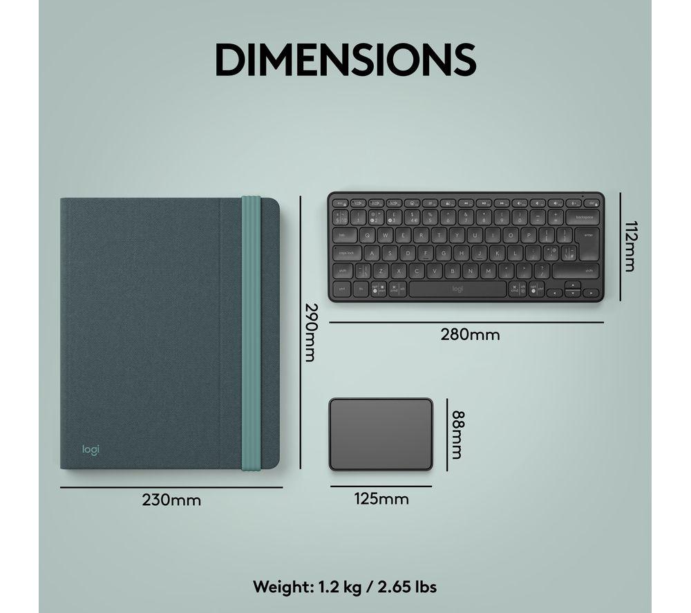 LOGITECH Casa Pop-up Desk Wireless Keyboard & Touchpad Set - Classic Chic image number 8 of 9