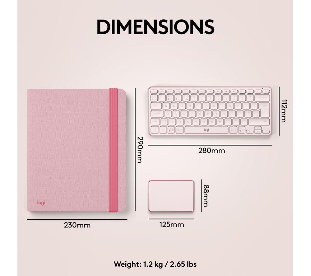 LOGITECH Casa Pop-up Desk Wireless Keyboard & Touchpad Set - Bohemian Blush image number 8 of 9