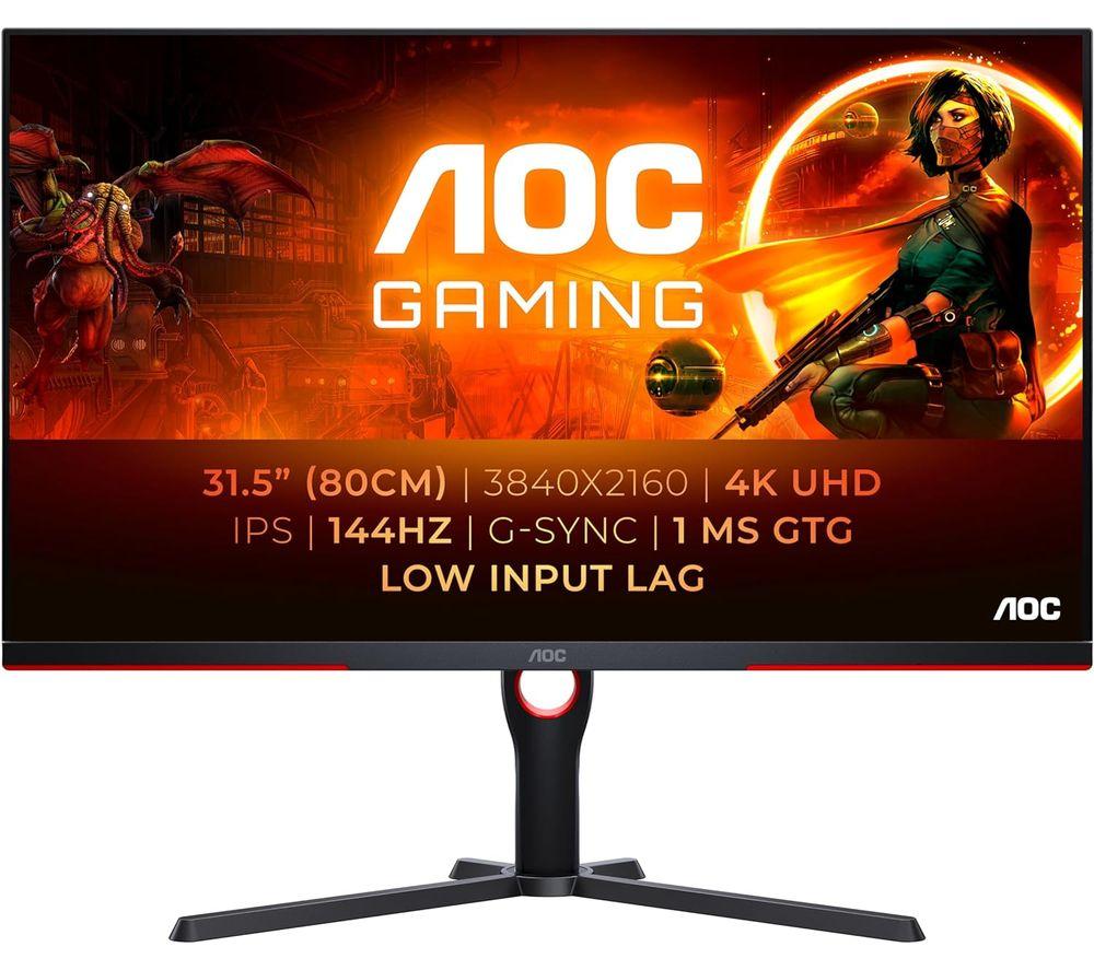 AOC U32G3X/BK 4K Ultra HD 31.5 IPS LED Gaming Monitor - Black & Red, Black,Red