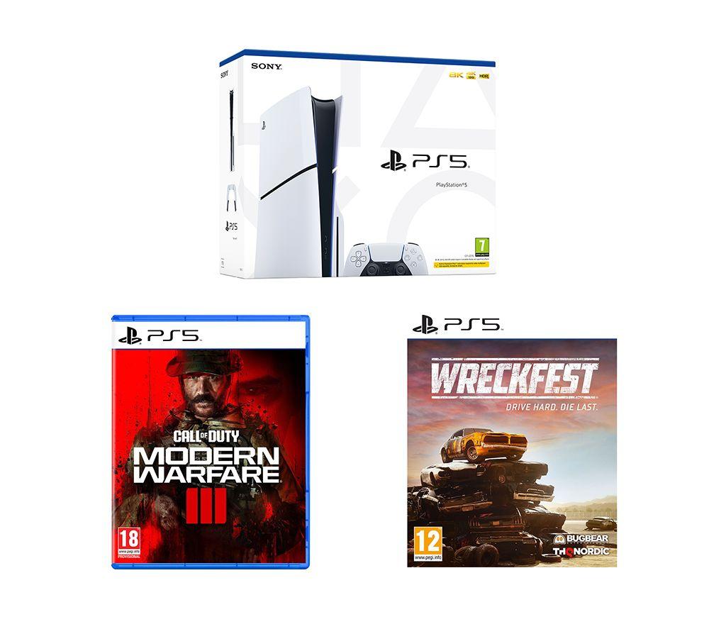 Sony PlayStation 5 (Model Group - Slim), Wreckfest & Call of Duty: Modern Warfare III Bundle, White