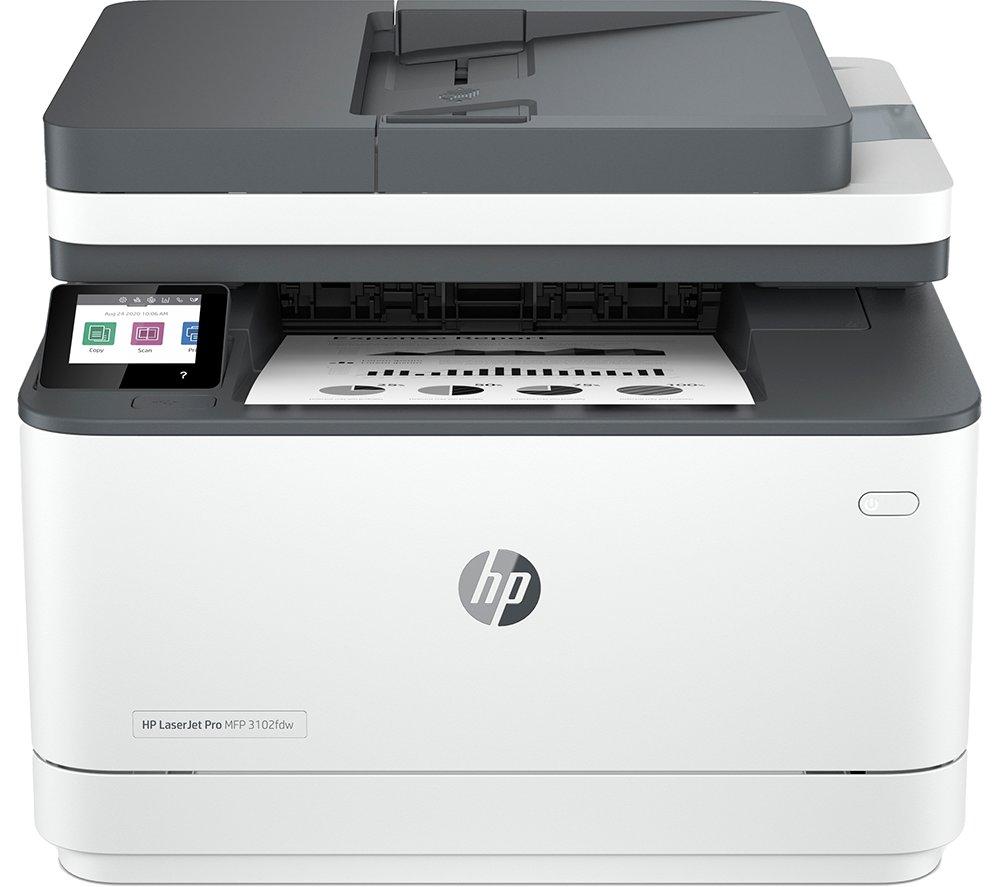 HP LaserJet Pro 3102FDW Monochrome All-in-One Wireless Laser Printer with Fax, White