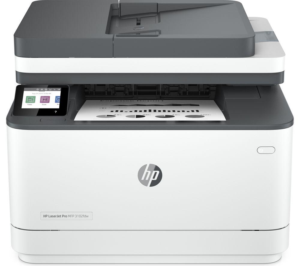 HP LaserJet Pro 3102FDW Monochrome All-in-One Wireless Laser Printer with Fax, White